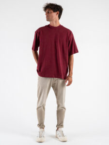 OVER-D T-shirt basica in cotone oversize con taglio boxing OE1F2W4T04 Bordeaux (3)