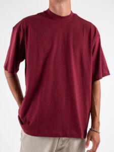 OVER-D T-shirt basica in cotone oversize con taglio boxing OE1F2W4T04 Bordeaux (4)