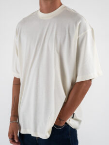 OVER-D T-shirt basica in cotone oversize con taglio boxing OE1F2W4T04 Panna (1)
