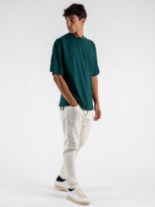 OVER-D T-shirt basica in cotone oversize con taglio boxing OE1F2W4T04 Verde (4)
