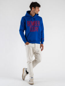 SUPERCULTURE Felpa con cappuccio felpata con ricamo a catenella BOMBER TODAY A931 RoyalRosso (1)