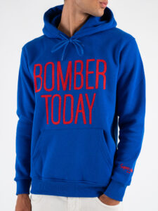 SUPERCULTURE Felpa con cappuccio felpata con ricamo a catenella BOMBER TODAY A931 RoyalRosso (2)