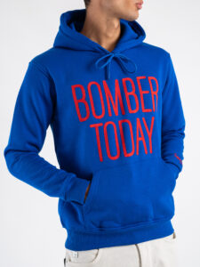 SUPERCULTURE Felpa con cappuccio felpata con ricamo a catenella BOMBER TODAY A931 RoyalRosso (5)