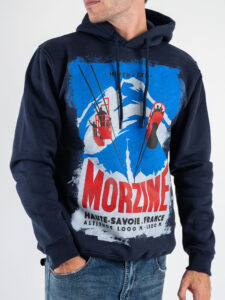 SUPERCULTURE Felpa con cappuccio felpata con stampa MORZINE A963 Blu (2)