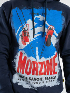 SUPERCULTURE Felpa con cappuccio felpata con stampa MORZINE A963 Blu (3)