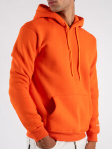 SUPERCULTURE Felpa con cappuccio felpata t.unita con logo sul polso JOY-Z Arancio (3)