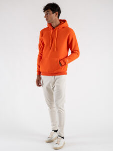 SUPERCULTURE Felpa con cappuccio felpata t.unita con logo sul polso JOY-Z Arancio (5)