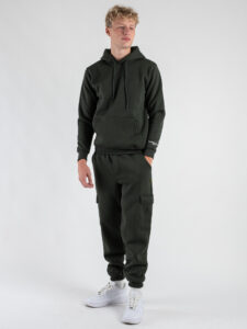 SUPERCULTURE Felpa con cappuccio felpata t.unita con logo sul polso JOY-Z Militare (1)