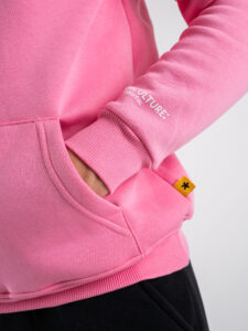 SUPERCULTURE Felpa con cappuccio felpata t.unita con logo sul polso JOY-Z Rosa Bubble (4)