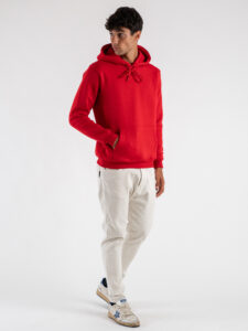 SUPERCULTURE Felpa con cappuccio felpata t.unita con logo sul polso JOY-Z Rosso (1)