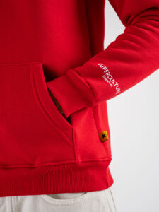 SUPERCULTURE Felpa con cappuccio felpata t.unita con logo sul polso JOY-Z Rosso (4)