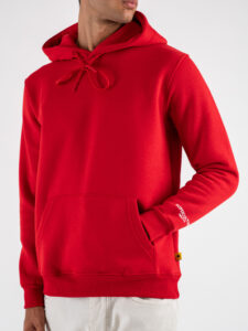 SUPERCULTURE Felpa con cappuccio felpata t.unita con logo sul polso JOY-Z Rosso (5)