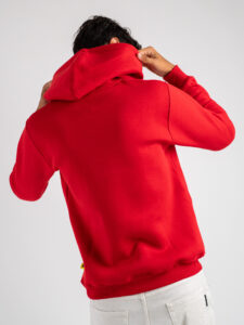 SUPERCULTURE Felpa con cappuccio felpata t.unita con logo sul polso JOY-Z Rosso (6)