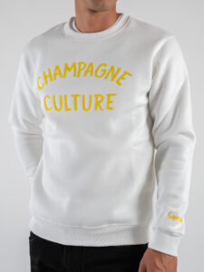 SUPERCULTURE Felpa girocollo felpata CHAMPAGNE CULTURE A957 Bianca (3)