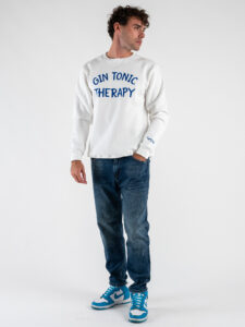 SUPERCULTURE Felpa girocollo felpata GIN TONIC THERAPY A953 Bianca:Blu1