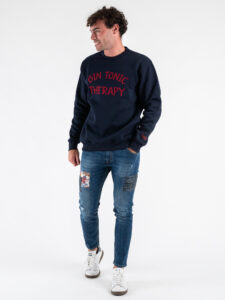SUPERCULTURE Felpa girocollo felpata GIN TONIC THERAPY A953 BluBordeaux (1)