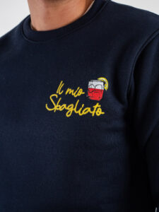 SUPERCULTURE Felpa girocollo felpata con ricamo a catenella A919 IL MIO SBAGLIATO Blu (6)