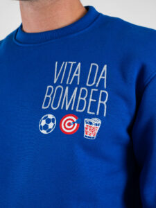 SUPERCULTURE Felpa girocollo felpata con ricamo a catenella A937 VITA DA BOMBER Blu2