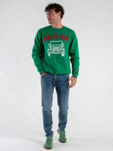 SUPERCULTURE Felpa girocollo felpata con ricamo catenella A945 BOMBER TODAY Verde1
