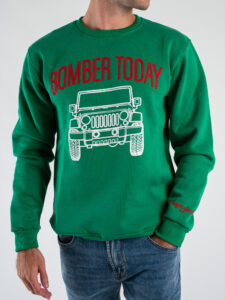 SUPERCULTURE Felpa girocollo felpata con ricamo catenella A945 BOMBER TODAY Verde4