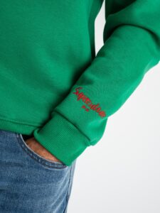 SUPERCULTURE Felpa girocollo felpata con ricamo catenella A945 BOMBER TODAY Verde5