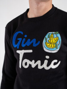 SUPERCULTURE Felpa girocollo felpata con ricamo e stampa A905 GIN TONIC+COCKTAIL Nera (5)