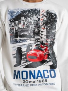 SUPERCULTURE Felpa girocollo felpata con stampa MONACO A965 Bianca (1)