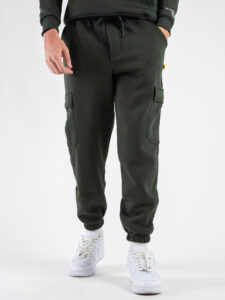 SUPERCULTURE Pantalone tuta con polsini e tasconi laterali POSER-Z Verde Militare (10)