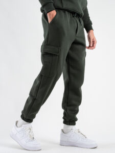 SUPERCULTURE Pantalone tuta con polsini e tasconi laterali POSER-Z Verde Militare (12)