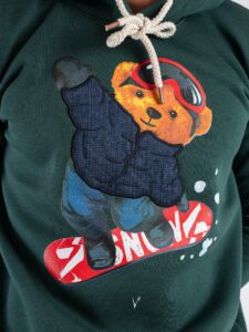 V2 Felpa con cappuccio felpata con stampa snowboard TEDDY29 Verde1