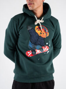 V2 Felpa con cappuccio felpata con stampa snowboard TEDDY29 Verde2