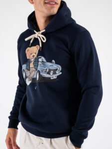 V2 Felpa con cappuccio felpata stampa automobile TEDDY10 Blu1
