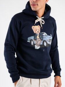 V2 Felpa con cappuccio felpata stampa automobile TEDDY10 Blu2