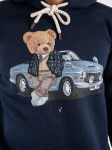 V2 Felpa con cappuccio felpata stampa automobile TEDDY10 Blu3