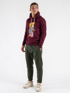 V2 Felpa con cappuccio felpata stampa baseball TEDDY4 Bordeaux2