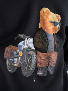 V2 Felpa con cappuccio felpata stampa moto TEDDY28 Piombo (4)