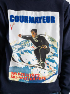 V2 Felpa girocollo felpata con stampa COURMAYEUR Blu (3)