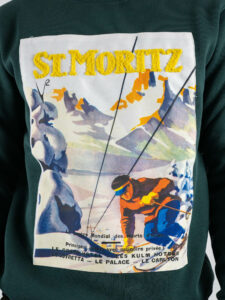V2 Felpa girocollo felpata con stampa ST.MORITZ Verde (5)