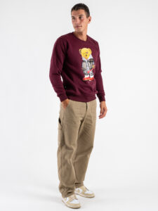 V2 Felpa girocollo felpata con stampa baseball TEDDY4 Bordeaux (1)