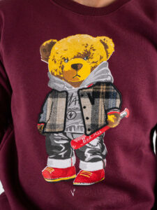 V2 Felpa girocollo felpata con stampa baseball TEDDY4 Bordeaux (3)
