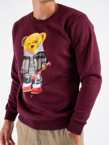 V2 Felpa girocollo felpata con stampa baseball TEDDY4 Bordeaux (4)