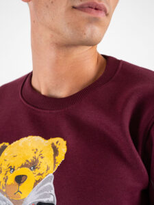 V2 Felpa girocollo felpata con stampa baseball TEDDY4 Bordeaux (5)