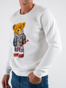 V2 Felpa girocollo felpata con stampa baseball TEDDY4 Panna2