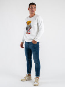 V2 Felpa girocollo felpata con stampa baseball TEDDY4 Panna5