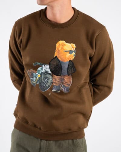 V2 Felpa girocollo felpata con stampa moto TEDDY28 Moro