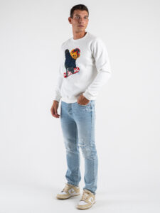 V2 Felpa girocollo felpata con stampa snowboard TEDDY29 Panna (4)