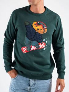 V2 Felpa girocollo felpata con stampa snowboard TEDDY29 Verde (1)