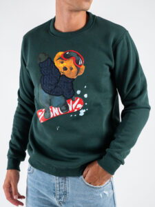 V2 Felpa girocollo felpata con stampa snowboard TEDDY29 Verde (2)