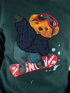 V2 Felpa girocollo felpata con stampa snowboard TEDDY29 Verde (3)