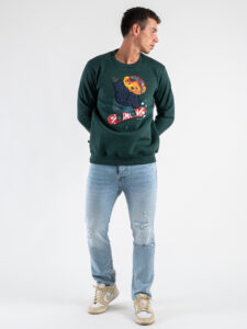 V2 Felpa girocollo felpata con stampa snowboard TEDDY29 Verde (6)